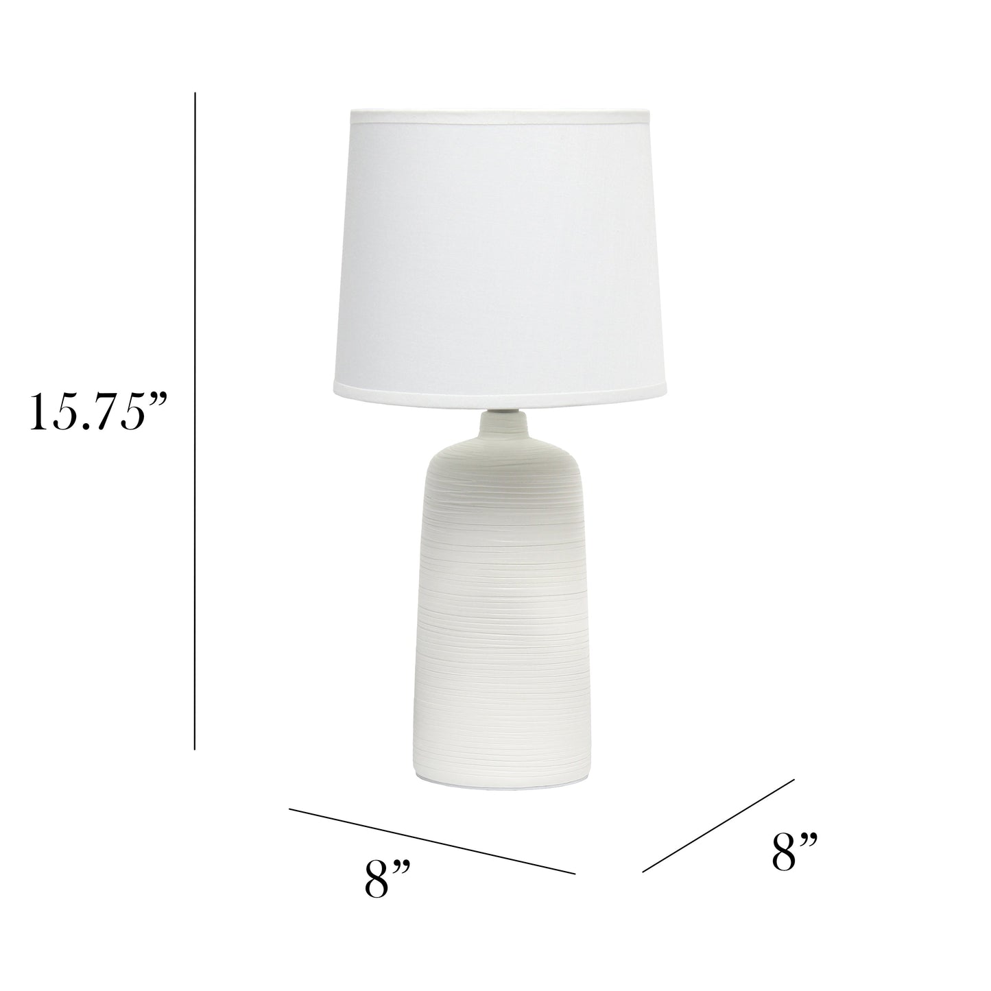 All The Rages Simple Designs Off-White Textured Linear Ceramic Table Lamp