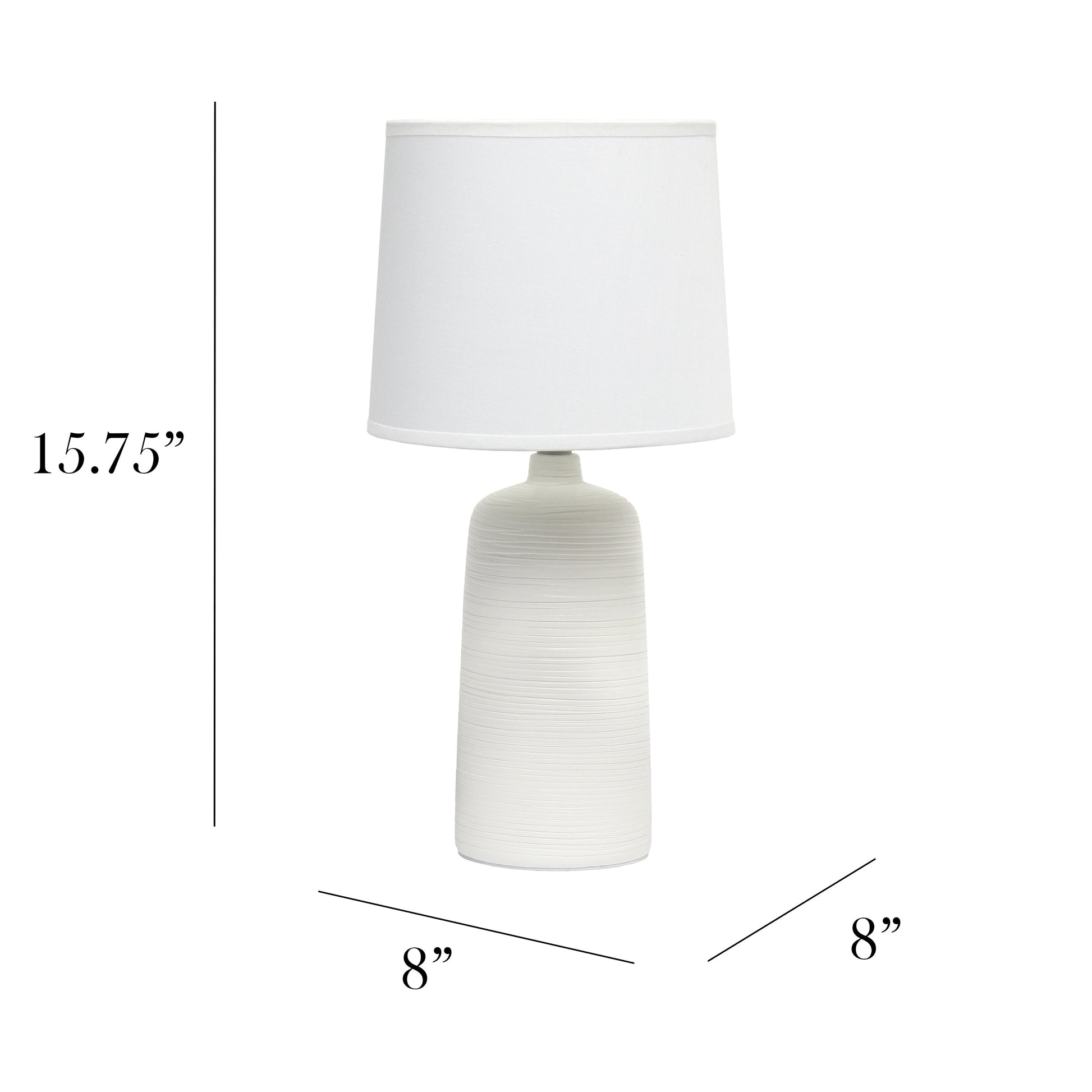 All The Rages Simple Designs Off-White Textured Linear Ceramic Table Lamp
