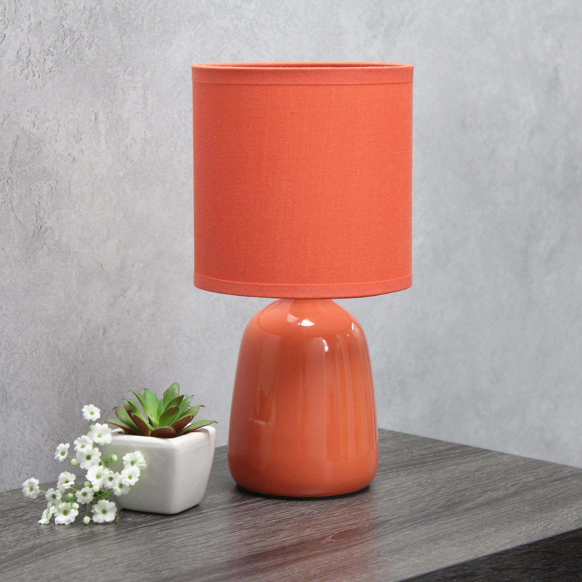 All The Rages Simple Designs Orange 10" Ceramic Table Lamp With Matching Fabric Shade