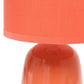All The Rages Simple Designs Orange 10" Ceramic Table Lamp With Matching Fabric Shade