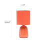 All The Rages Simple Designs Orange 10" Ceramic Table Lamp With Matching Fabric Shade