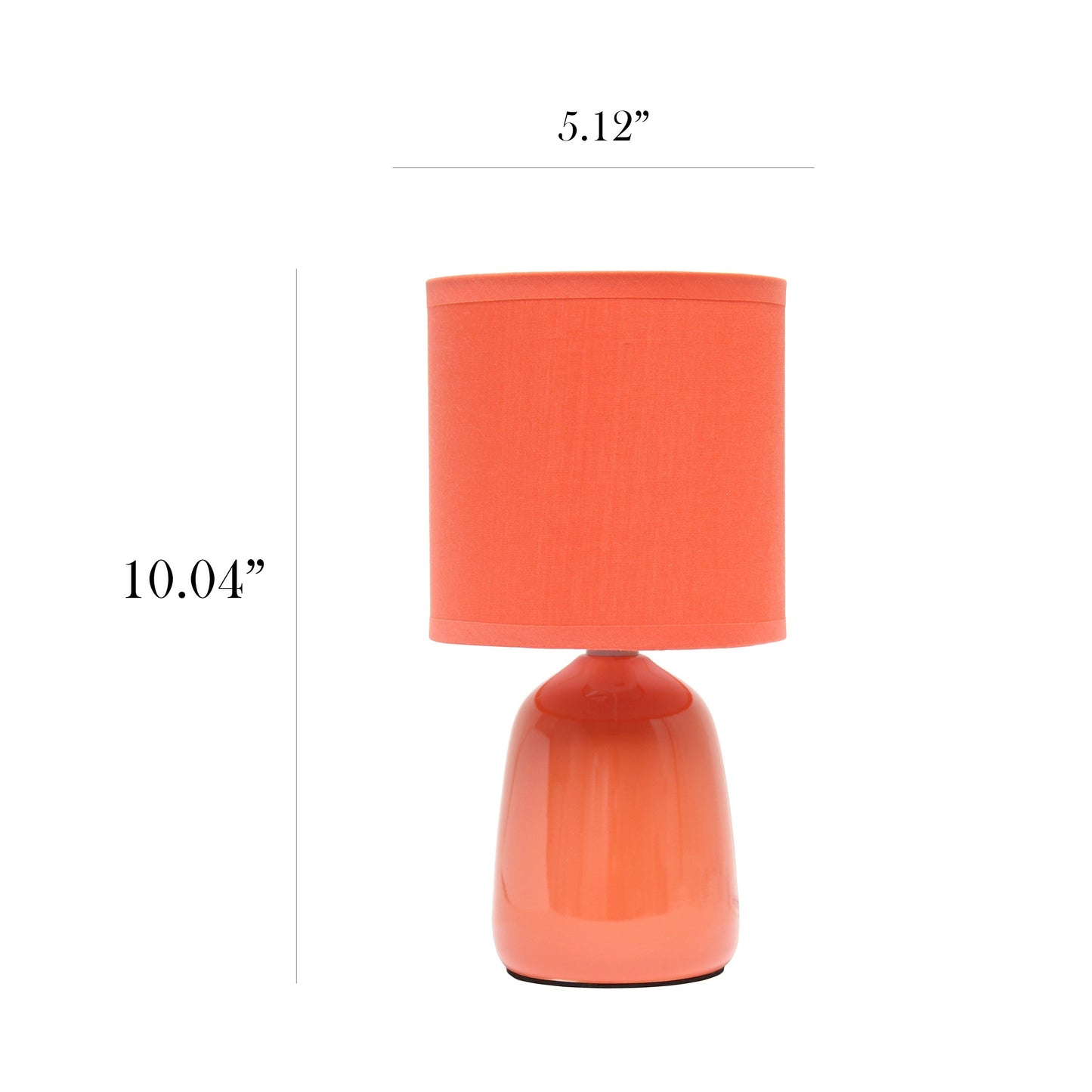 All The Rages Simple Designs Orange 10" Ceramic Table Lamp With Matching Fabric Shade