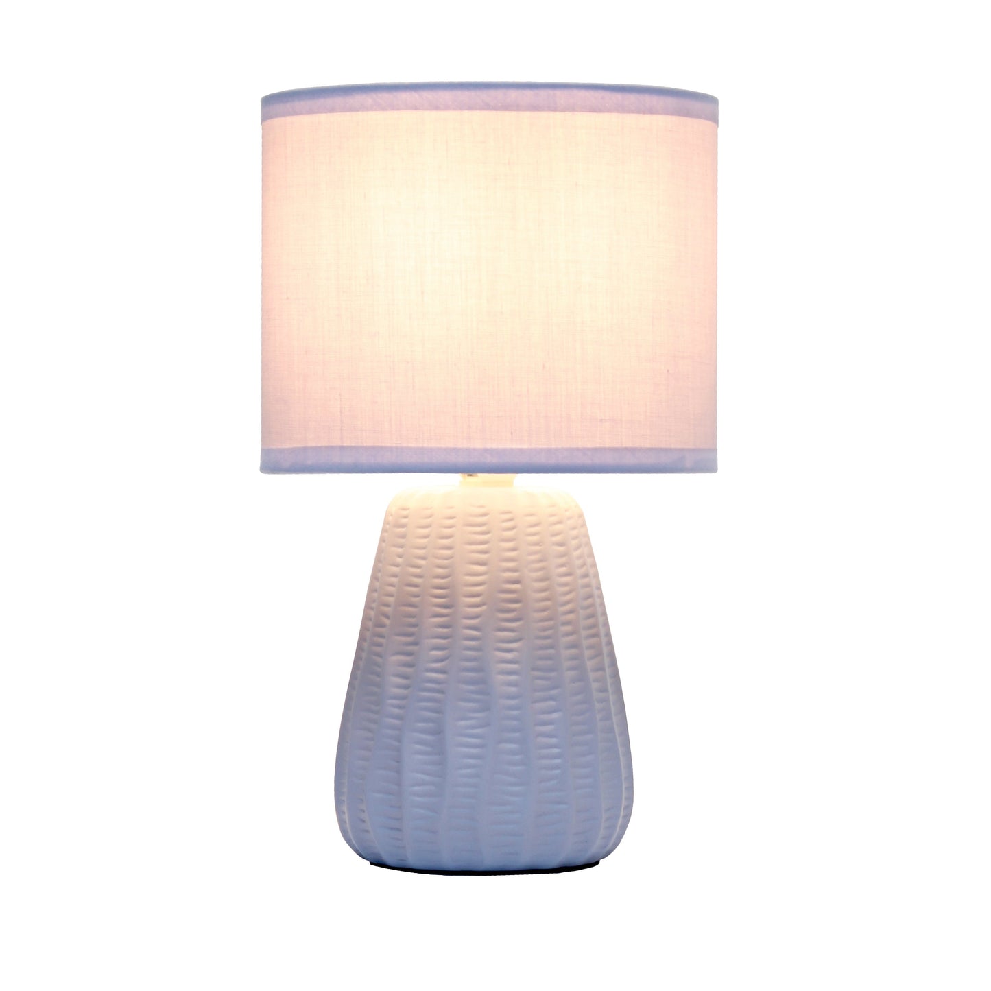 All The Rages Simple Designs Periwinkle 11" Ceramic Texture Pastel Table Lamp With Matching Fabric Shade