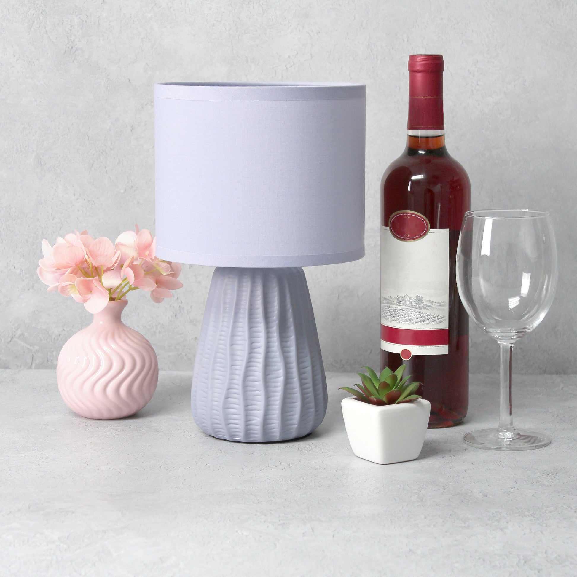 All The Rages Simple Designs Periwinkle 11" Ceramic Texture Pastel Table Lamp With Matching Fabric Shade