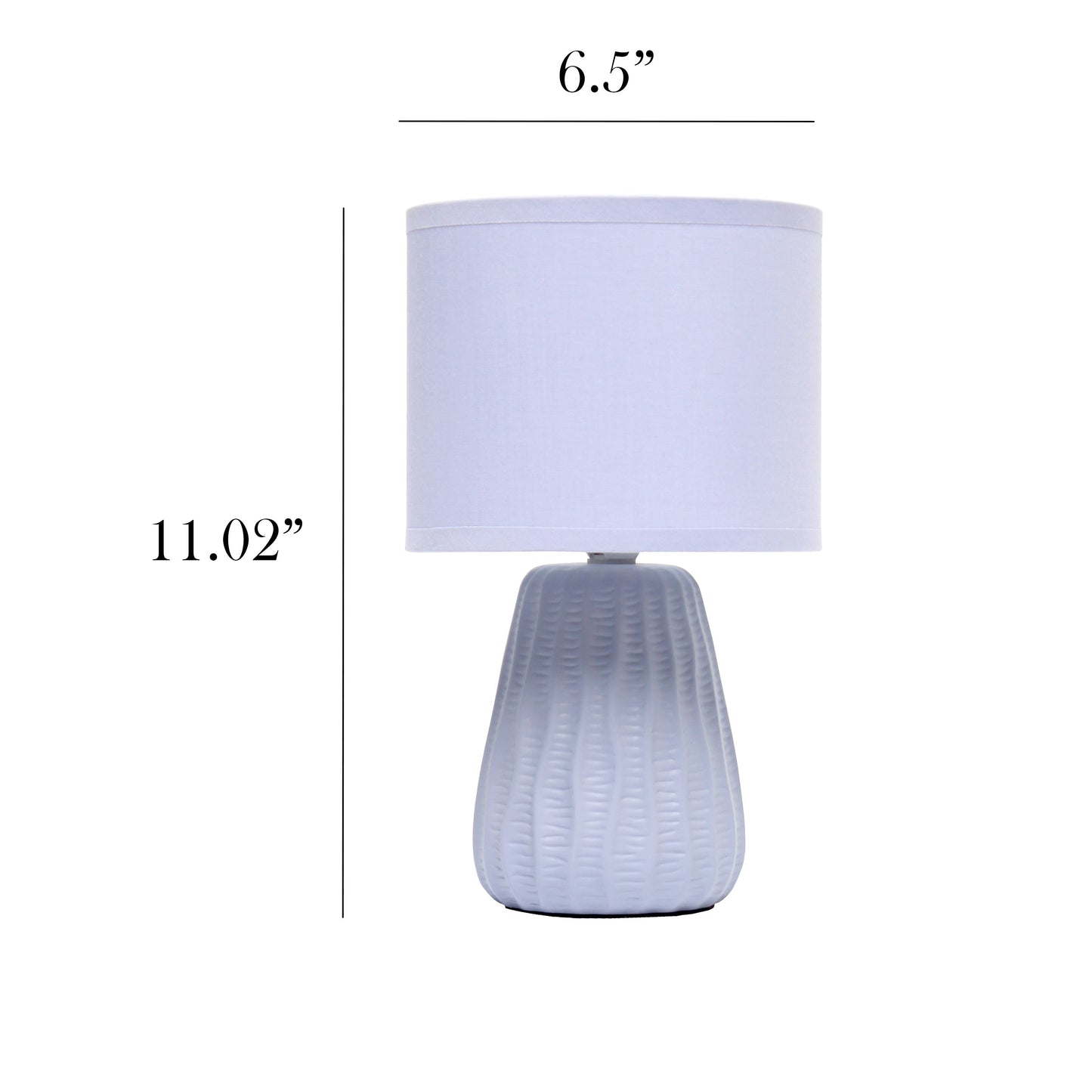 All The Rages Simple Designs Periwinkle 11" Ceramic Texture Pastel Table Lamp With Matching Fabric Shade
