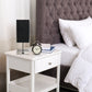 All The Rages Simple Designs Petite Brushed Nickel Stick Lamp With USB Charging Port & Black Fabric Shade