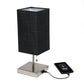 All The Rages Simple Designs Petite Brushed Nickel Stick Lamp With USB Charging Port & Black Fabric Shade