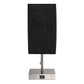 All The Rages Simple Designs Petite Brushed Nickel Stick Lamp With USB Charging Port & Black Fabric Shade