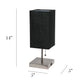 All The Rages Simple Designs Petite Brushed Nickel Stick Lamp With USB Charging Port & Black Fabric Shade