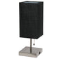All The Rages Simple Designs Petite Brushed Nickel Stick Lamp With USB Charging Port & Black Fabric Shade