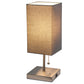 All The Rages Simple Designs Petite Brushed Nickel Stick Lamp With USB Charging Port & Gray Fabric Shade