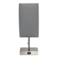 All The Rages Simple Designs Petite Brushed Nickel Stick Lamp With USB Charging Port & Gray Fabric Shade