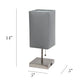 All The Rages Simple Designs Petite Brushed Nickel Stick Lamp With USB Charging Port & Gray Fabric Shade