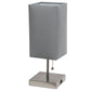 All The Rages Simple Designs Petite Brushed Nickel Stick Lamp With USB Charging Port & Gray Fabric Shade