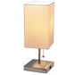 All The Rages Simple Designs Petite Brushed Nickel Stick Lamp With USB Charging Port & White Fabric Shade
