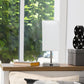 All The Rages Simple Designs Petite Brushed Nickel Stick Lamp With USB Charging Port & White Fabric Shade