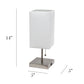All The Rages Simple Designs Petite Brushed Nickel Stick Lamp With USB Charging Port & White Fabric Shade