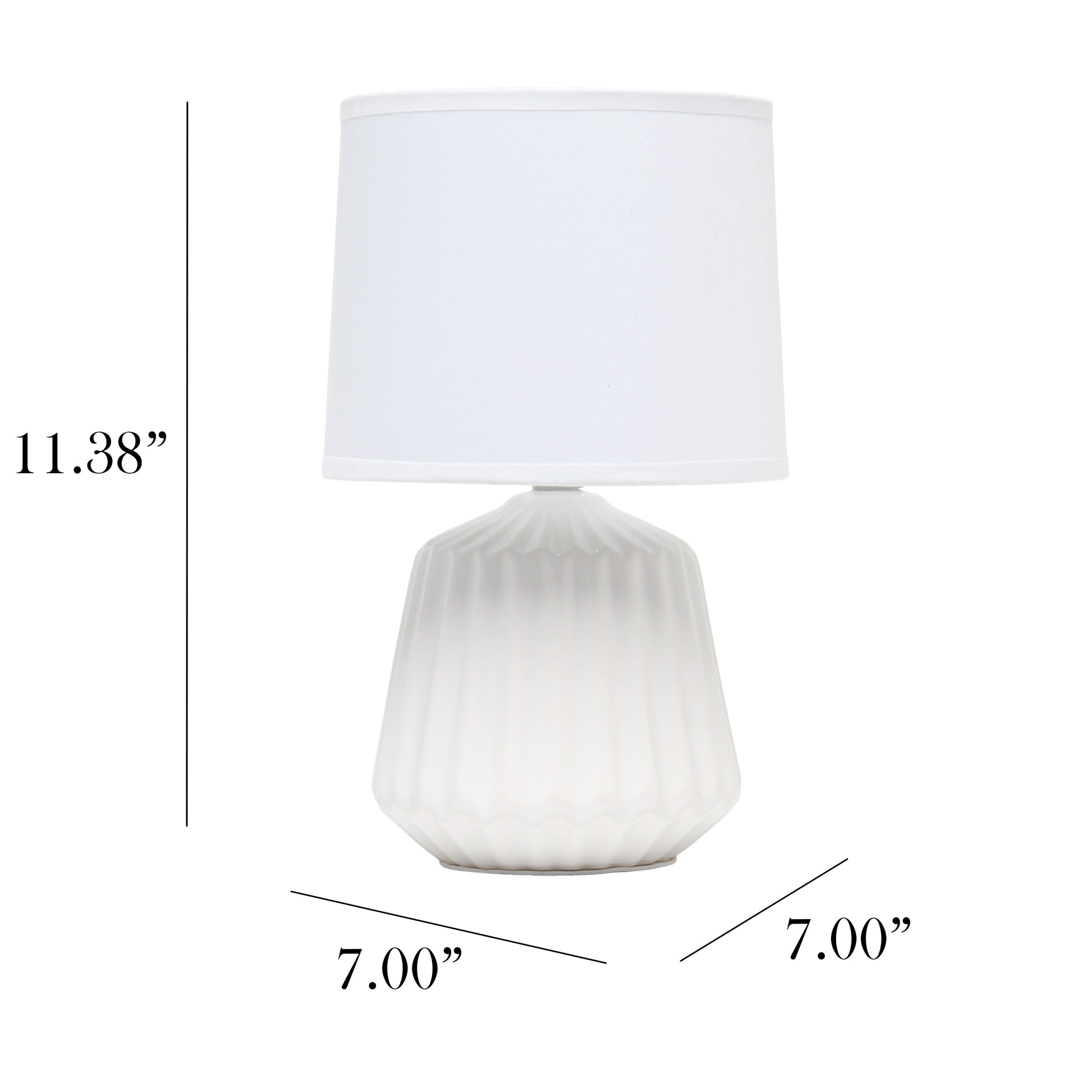 All The Rages Simple Designs Petite Off White Pleated Base Table Lamp