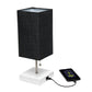 All The Rages Simple Designs Petite White Stick Lamp With USB Charging Port & Black Fabric Shade