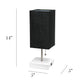 All The Rages Simple Designs Petite White Stick Lamp With USB Charging Port & Black Fabric Shade