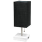 All The Rages Simple Designs Petite White Stick Lamp With USB Charging Port & Black Fabric Shade
