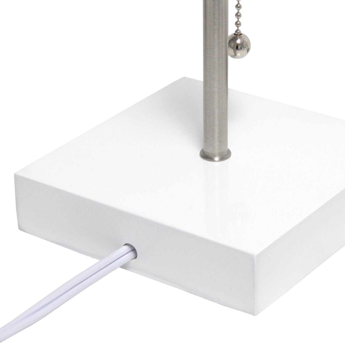 All The Rages Simple Designs Petite White Stick Lamp With USB Charging Port & Gray Fabric Shade