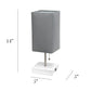All The Rages Simple Designs Petite White Stick Lamp With USB Charging Port & Gray Fabric Shade