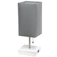 All The Rages Simple Designs Petite White Stick Lamp With USB Charging Port & Gray Fabric Shade