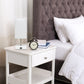 All The Rages Simple Designs Petite White Stick Lamp With USB Charging Port & White Fabric Shade