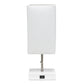 All The Rages Simple Designs Petite White Stick Lamp With USB Charging Port & White Fabric Shade