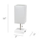 All The Rages Simple Designs Petite White Stick Lamp With USB Charging Port & White Fabric Shade