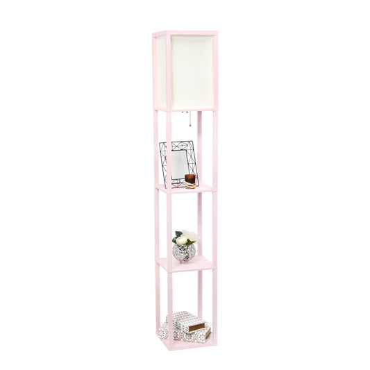 All The Rages Simple Designs Pink Floor Lamp Etagere Organizer Storage Shelf With Linen Shade