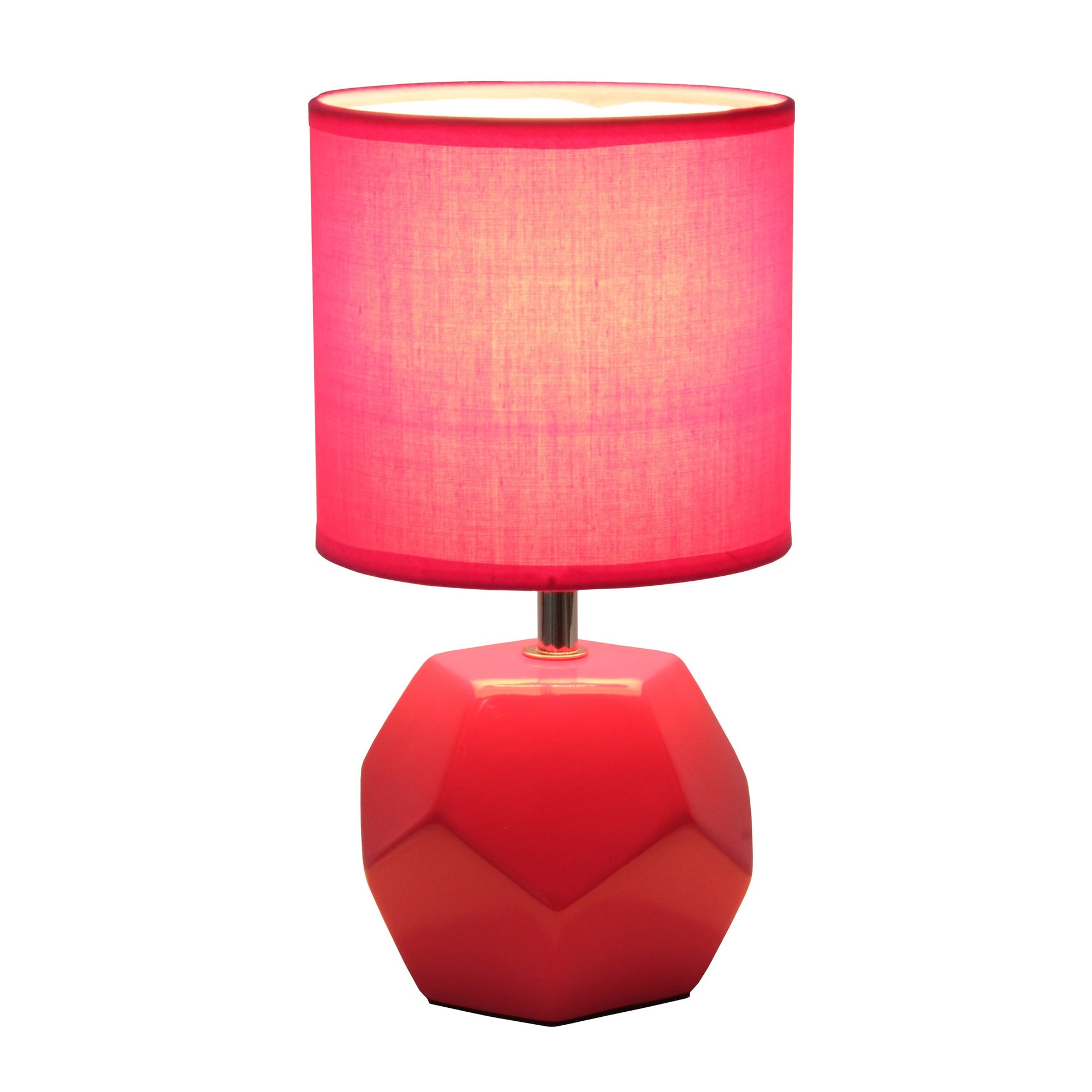 All The Rages Simple Designs Pink Round Prism Mini Table Lamp With Matching Fabric Shade