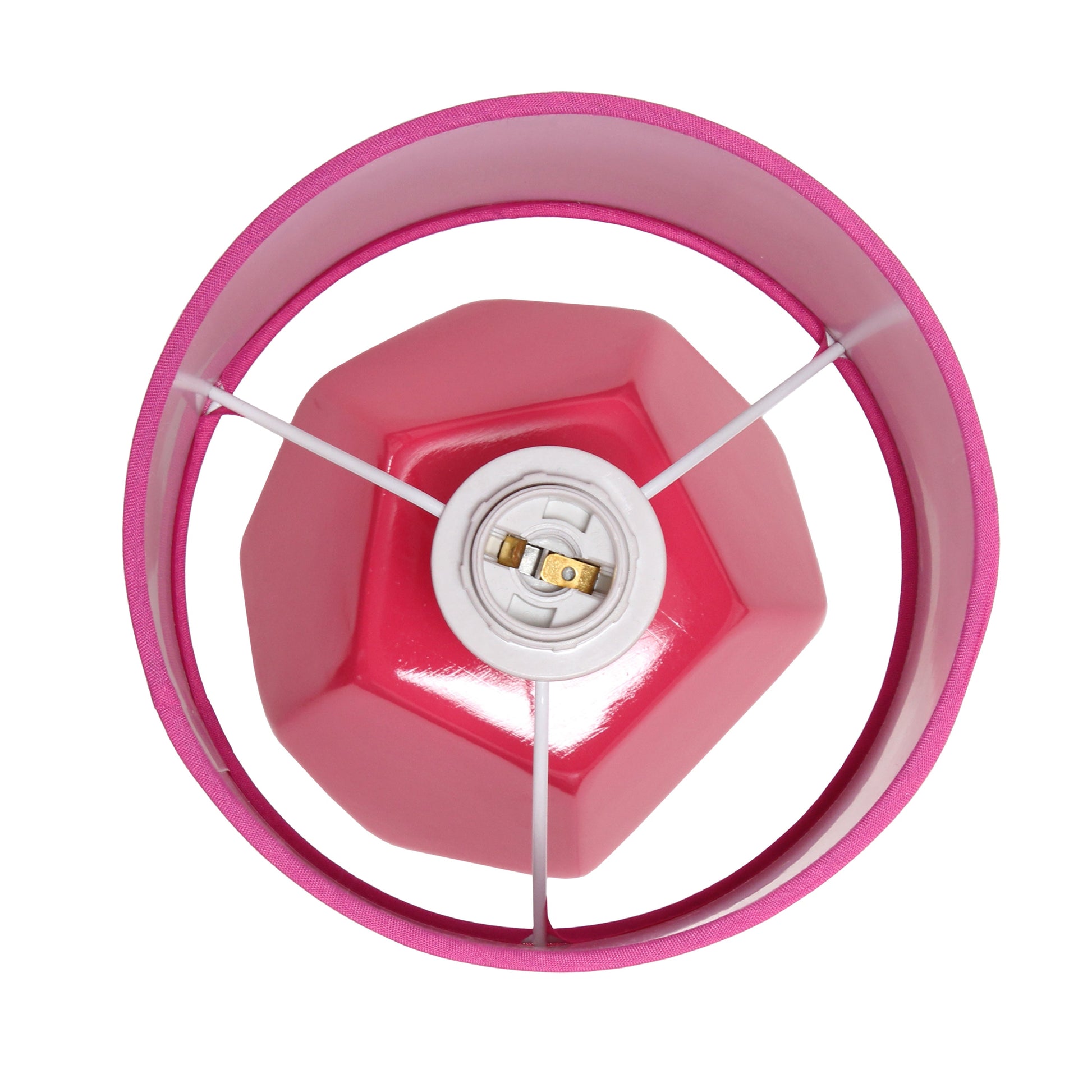 All The Rages Simple Designs Pink Round Prism Mini Table Lamp With Matching Fabric Shade