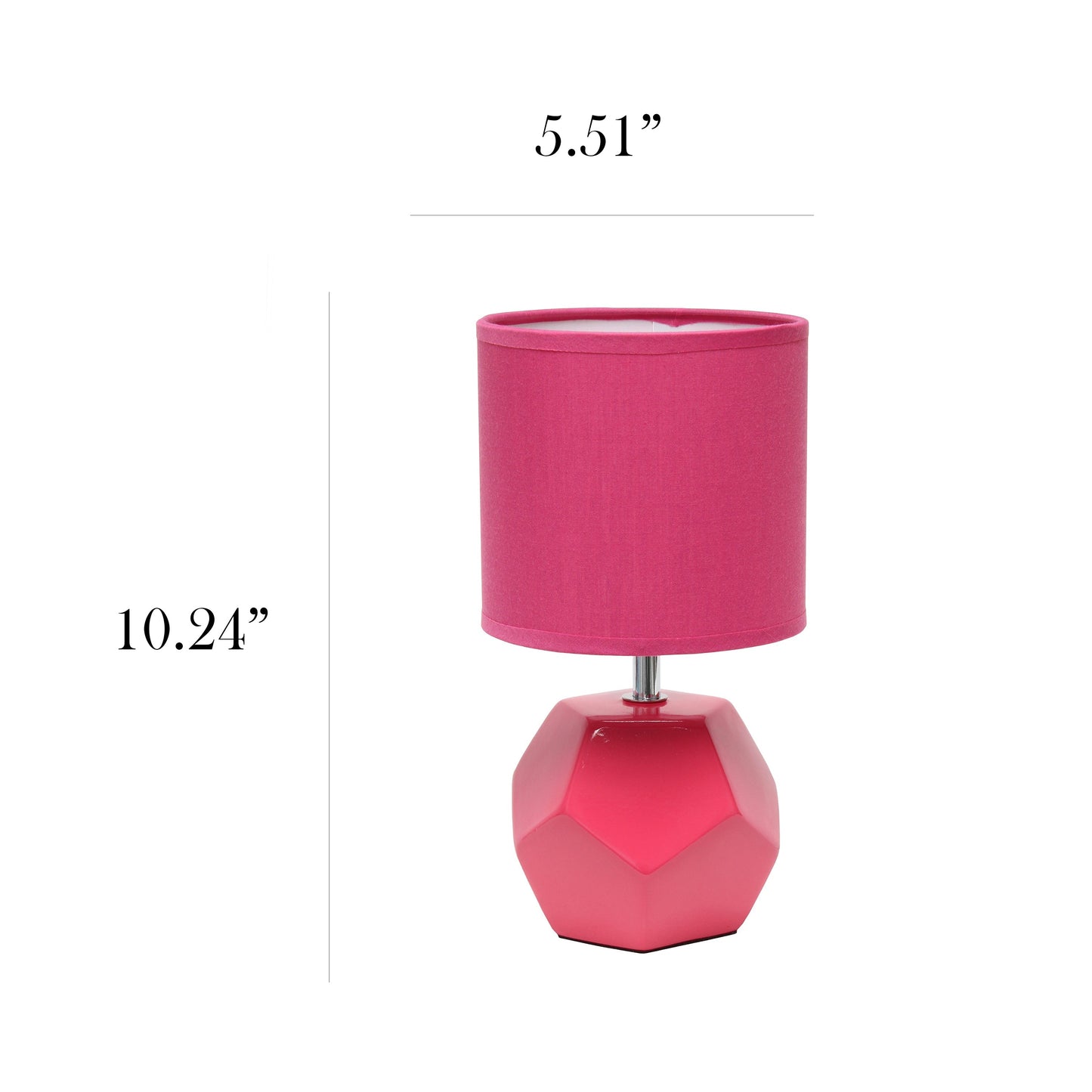 All The Rages Simple Designs Pink Round Prism Mini Table Lamp With Matching Fabric Shade