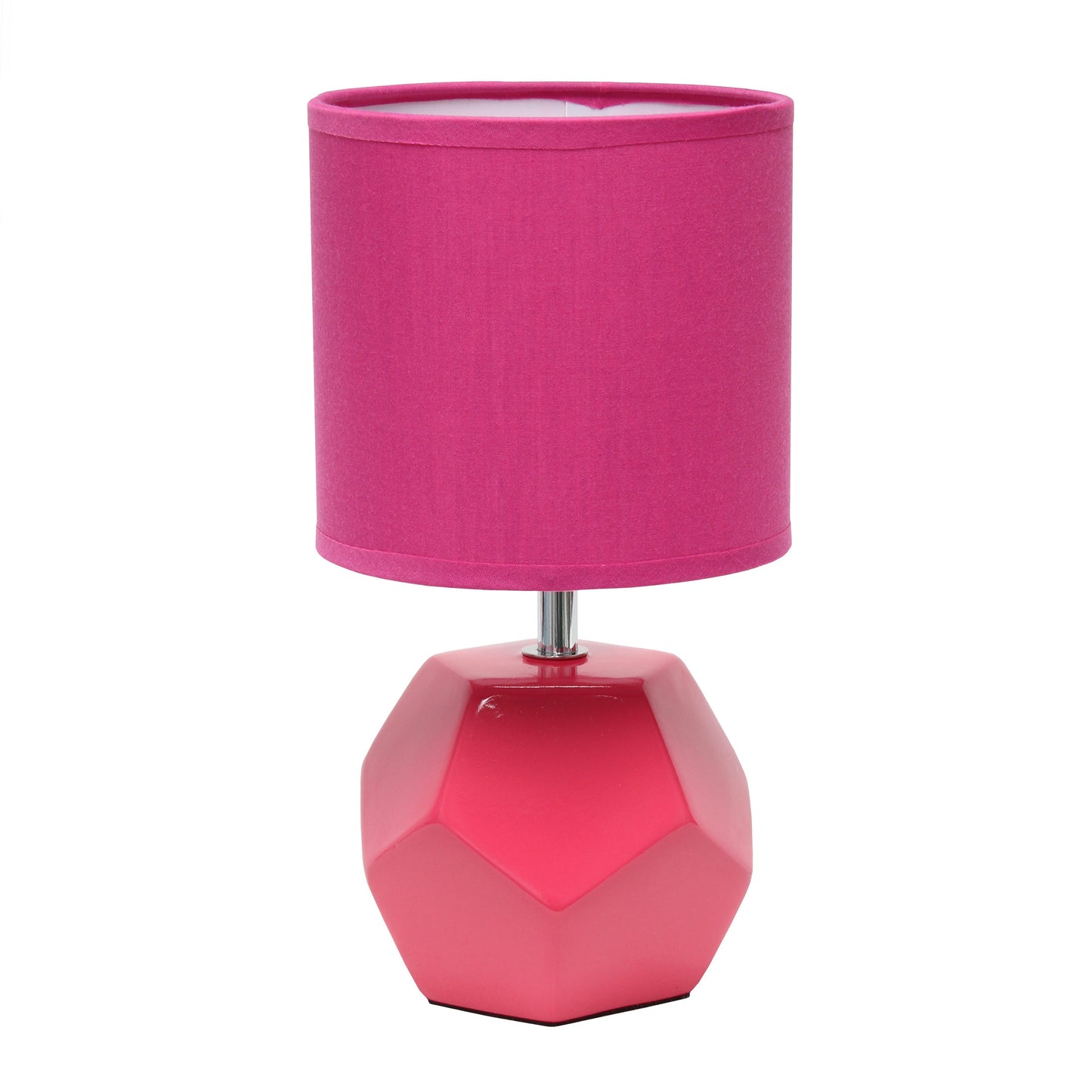 All The Rages Simple Designs Pink Round Prism Mini Table Lamp With Matching Fabric Shade