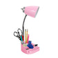 All The Rages Simple Designs Pink Semi-Flexible Desk Lamp With iPad Tablet Stand Book Holder & USB Charging Outlet