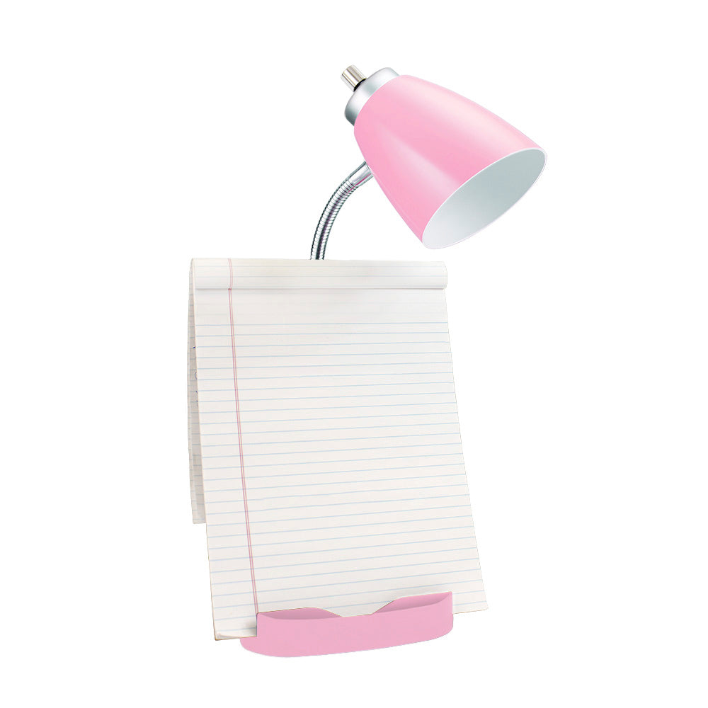 All The Rages Simple Designs Pink Semi-Flexible Desk Lamp With iPad Tablet Stand Book Holder & USB Charging Outlet