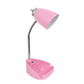 All The Rages Simple Designs Pink Semi-Flexible Desk Lamp With iPad Tablet Stand Book Holder & USB Charging Outlet