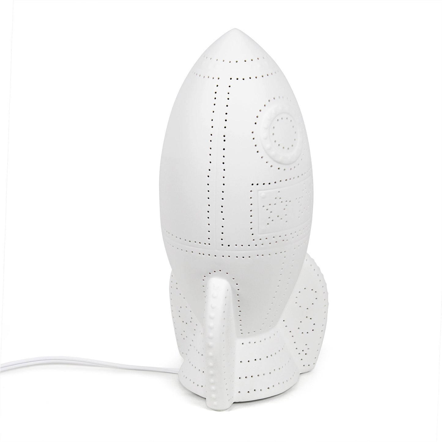 All The Rages Simple Designs Porcelain Rocketship Table Lamp