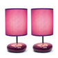 All The Rages Simple Designs Purple Finish 2-Piece Set Stonies Small Stone Look Table Bedside Lamp