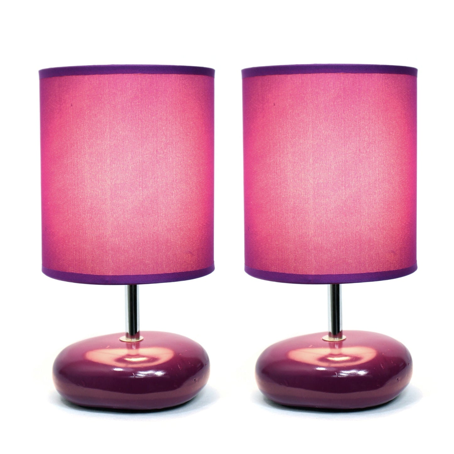 All The Rages Simple Designs Purple Finish 2-Piece Set Stonies Small Stone Look Table Bedside Lamp