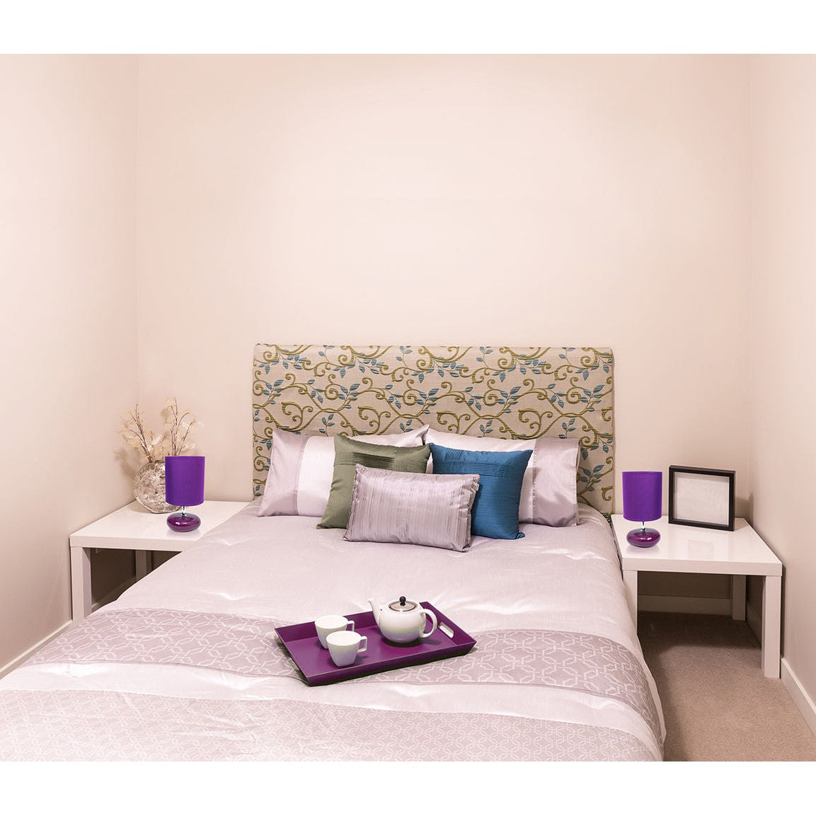 All The Rages Simple Designs Purple Finish 2-Piece Set Stonies Small Stone Look Table Bedside Lamp