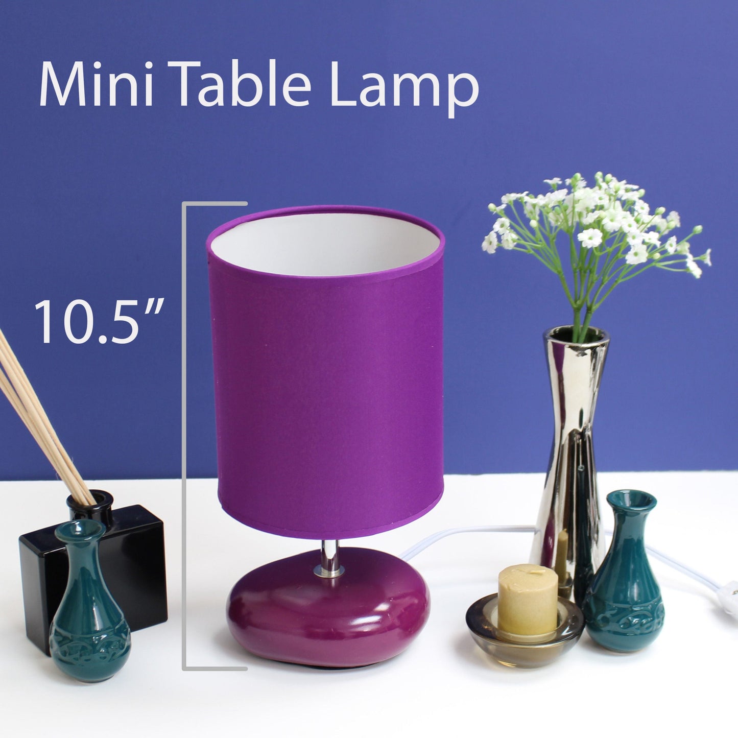 All The Rages Simple Designs Purple Finish 2-Piece Set Stonies Small Stone Look Table Bedside Lamp