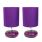 All The Rages Simple Designs Purple Finish 2-Piece Set Stonies Small Stone Look Table Bedside Lamp