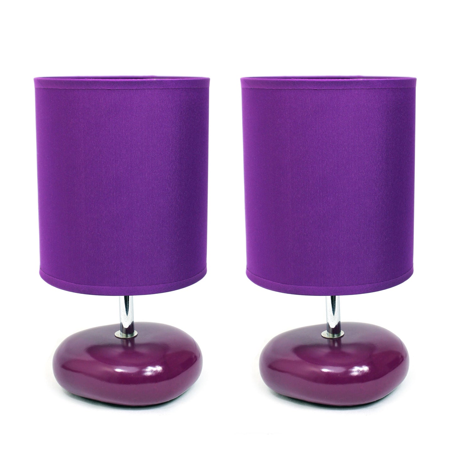 All The Rages Simple Designs Purple Finish 2-Piece Set Stonies Small Stone Look Table Bedside Lamp