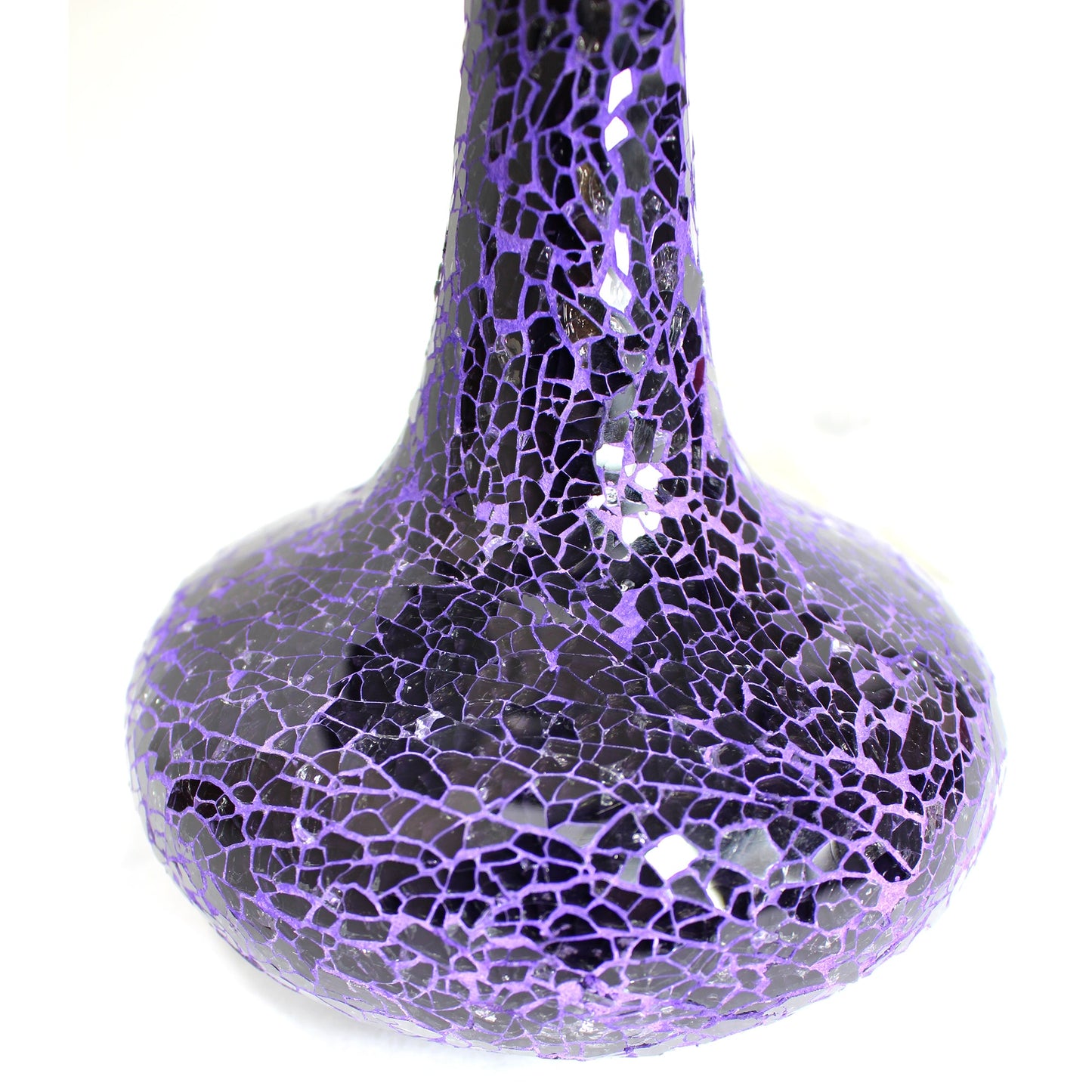 All The Rages Simple Designs Purple Mosaic Tiled Glass Genie Table Lamp With Purple Fabric Shade