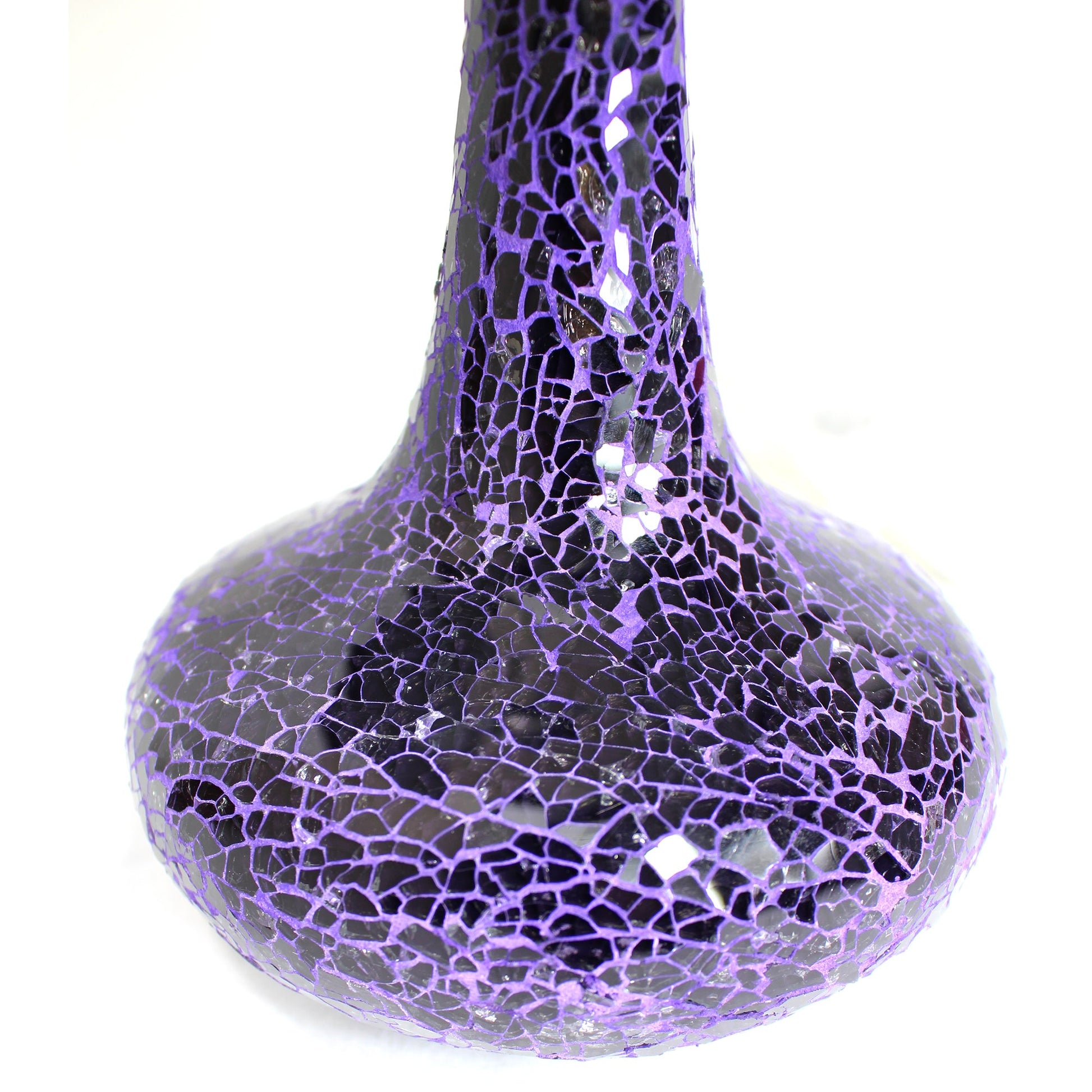 All The Rages Simple Designs Purple Mosaic Tiled Glass Genie Table Lamp With Purple Fabric Shade