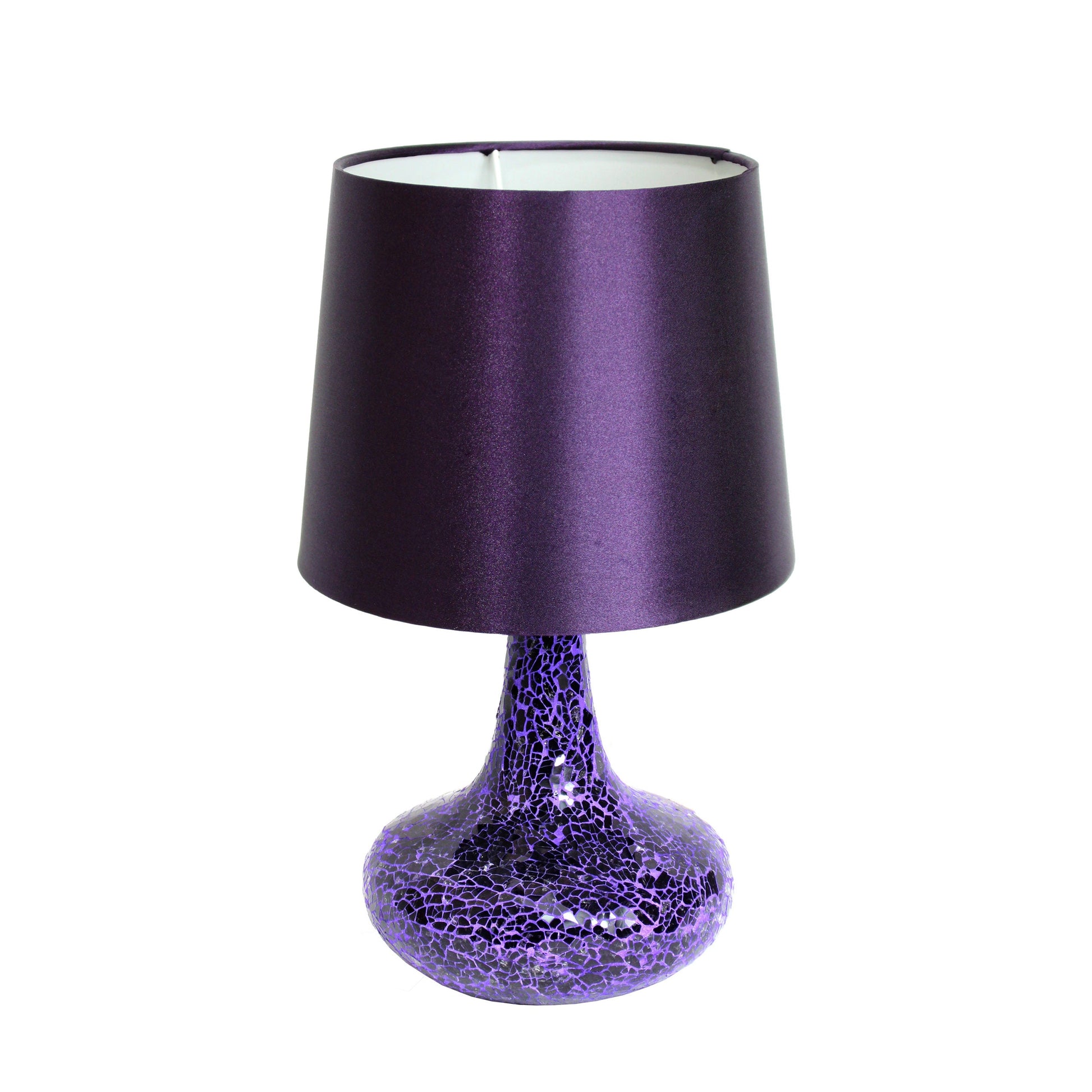 All The Rages Simple Designs Purple Mosaic Tiled Glass Genie Table Lamp With Purple Fabric Shade