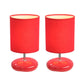 All The Rages Simple Designs Red Finish 2-Piece Set Stonies Small Stone Look Table Bedside Lamp